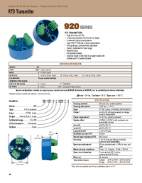 Thumbnail of document Data Sheet - 920 Series RTD Transmitter